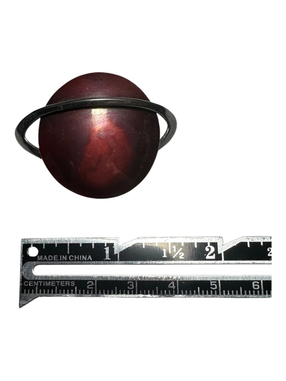 Vintage Saturn Planet Brooch Pin Red Metallic Space Celestial Jewelry